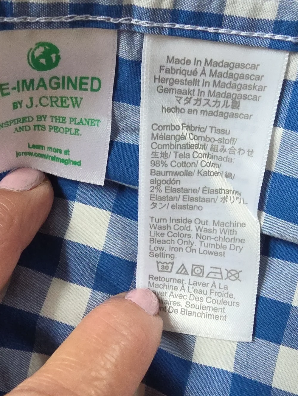 Men's J Crew Short Sleeve Button-down Blue & White White Check Size Medium, SLIM